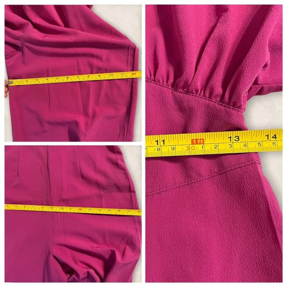 NWT ASOS Design Magenta Tea Jumpsuit With Kimono Sleeve And Button Detail Size 4 - Picture 10 of 12